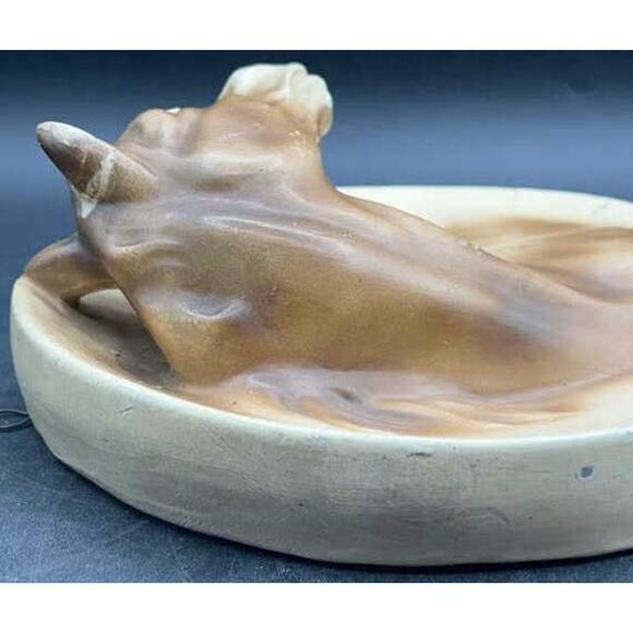 Vintage Ceramic Horse Wall Plaque w/Wire Hanger, Restored Ear, 9″ - Picture 4 of 8